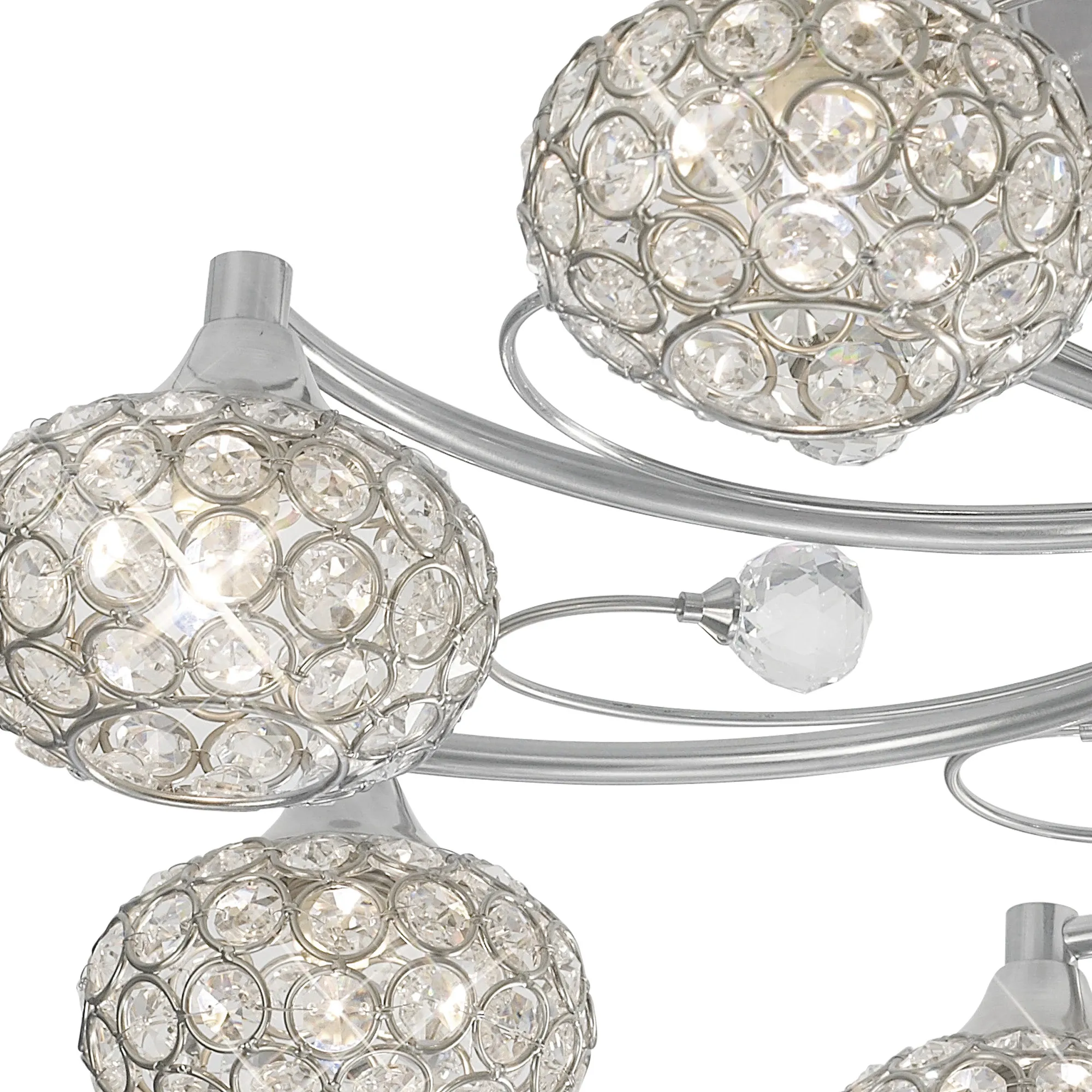 Cara Crystal Ceiling 8 Light Satin Nickel IL30938  Diyas Cara Satin Nickel